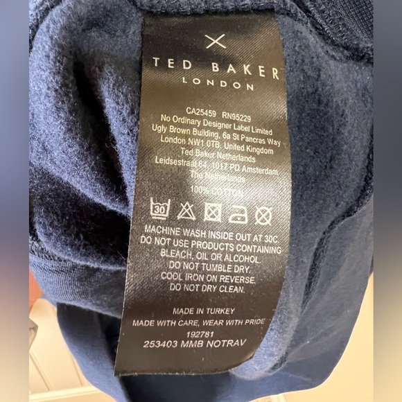 NWT Ted Baker London Notrav Navy Blue Hoodie Sweatshirt Men’s Size: L - Picture 9 of 13